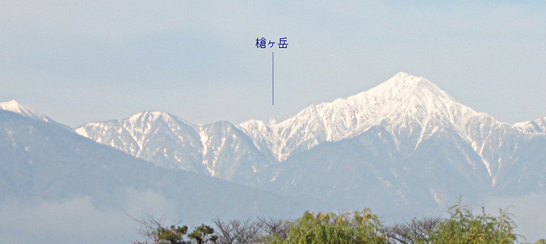 松本城近辺から見た槍ヶ岳